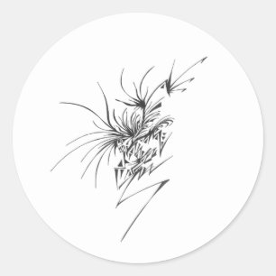 118 Black White Abstract Tribal Tattoo Art Classic Round Sticker