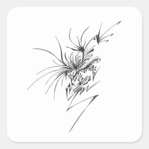 118 Black White Abstract Tribal Tattoo Art Square Sticker