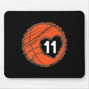 #11 Number 11 in Heart - Basketball Player Cute Gr Mouse Pad