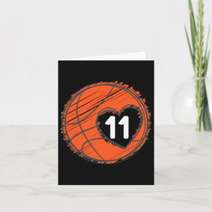 #11 Number 11 In Heart - Bysketbyll Player Cute Gr Card