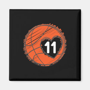 #11 Number 11 In Heart - Bysketbyll Player Cute Gr Magnet