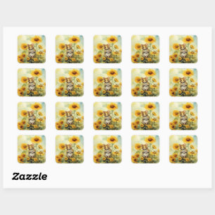 11 of 17 Sunflower Garden Miceville Square Sticker