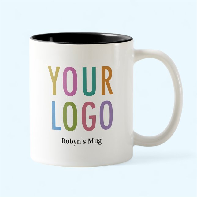 11 oz Black Inside Mug Employee Name Business Logo (MISOOK 11 oz Black Inside Mug with Logo)