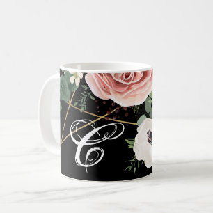 11 Oz. Coffee Mug Geometric Garden Rose Black
