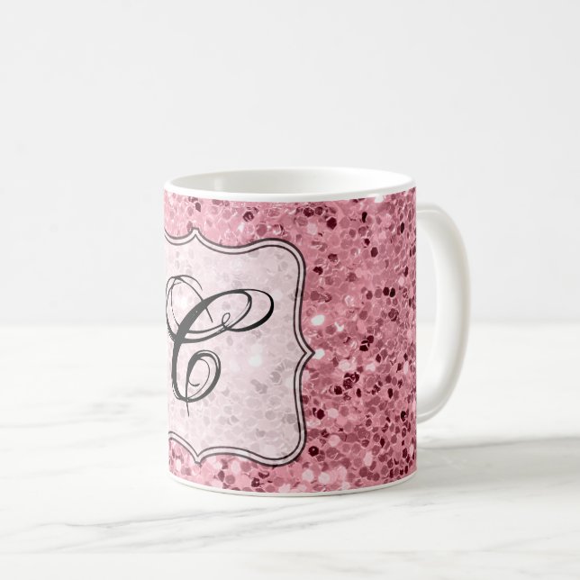 11 Oz. Coffee Mug Rose Gold Glitter (Front Right)