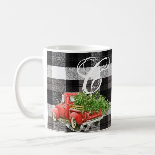 11 Oz. Coffee Mug XMAS Truck Baffalo Plaid Christm (Left)