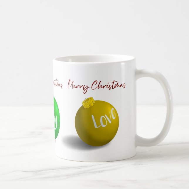 11 oz Red, Green, Gold ornament mug (Right)