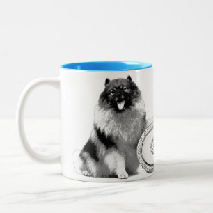 11 oz. Two tone mug with Keeshond for a Lefty!