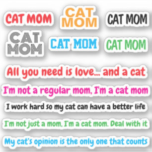 11 PCS Cute Mother Quotes   Funny Cat Mum Stickers