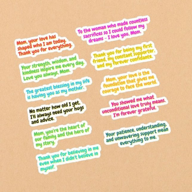 11 PCS - Message Stickers for Moms (Love Quotes) (Love Quote Stickers for moms)