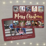 11 Photo Burgundy Merry Christmas Modern Collage Foil Holiday Card<br><div class="desc">Send stylish joyful greetings and share 11 of your favourite pictures with a custom photo collage burgundy and gold foil holiday card. All text on this template is simple to personalise to include any wording, such as Merry Christmas, Happy Holidays, Seasons Greetings, New Year Cheers etc. (IMAGE PLACEMENT TIP: An...</div>