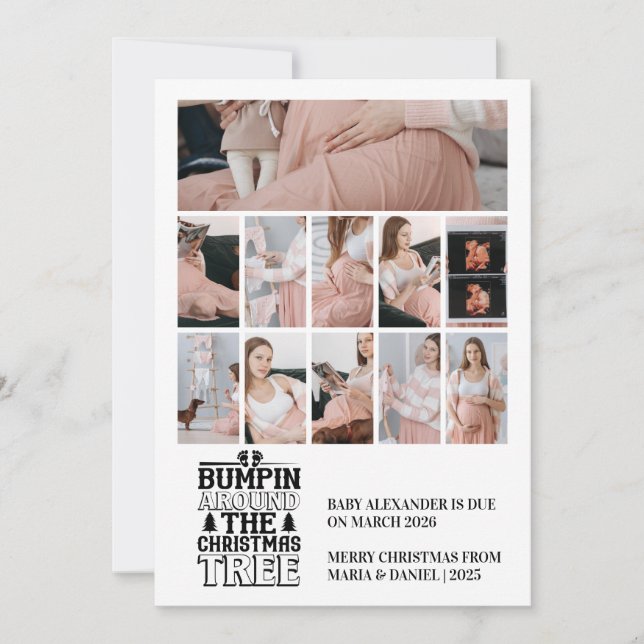 11 Photo Christmas Tree Pregnancy Announcement (Front)