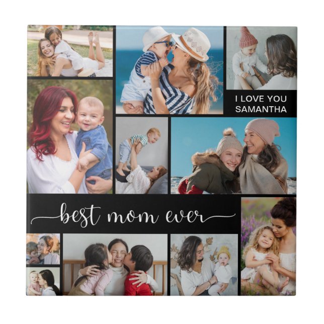   11 Photo Collage Best Mum Ever  Ceramic Tile (Front)