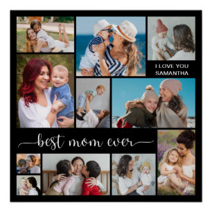 11 Photo Collage Best Mum Ever Glossy Poster
