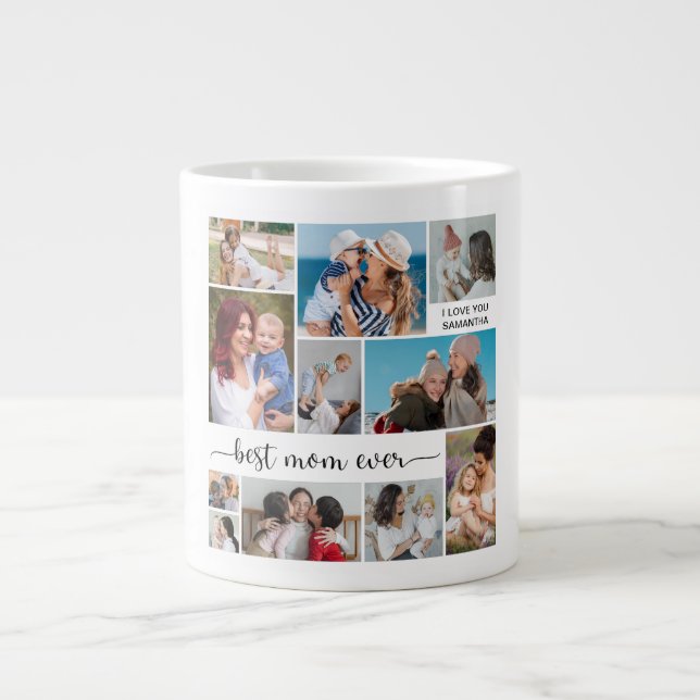 11 Photo Collage Best Mum Ever Large Coffee Mug (Front)