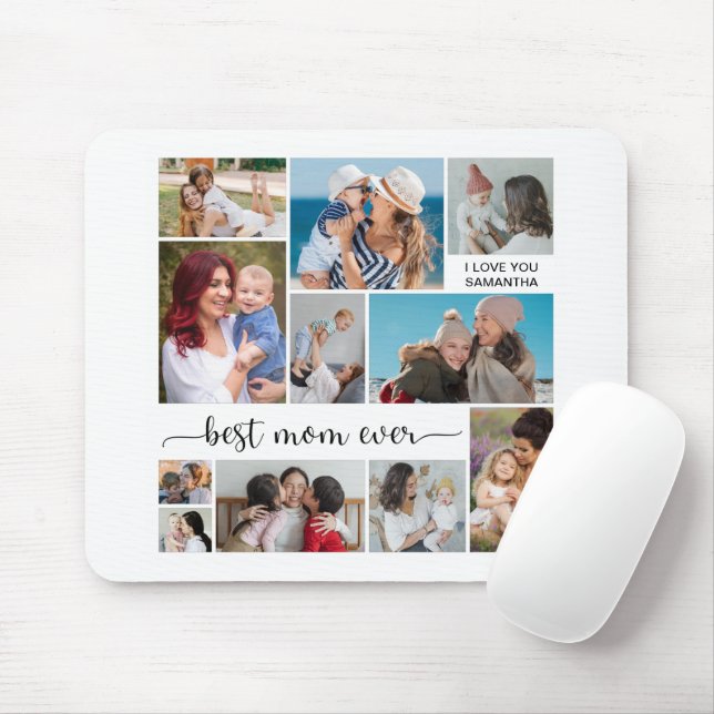 11 Photo Collage Best Mum Ever Mouse Pad (With Mouse)