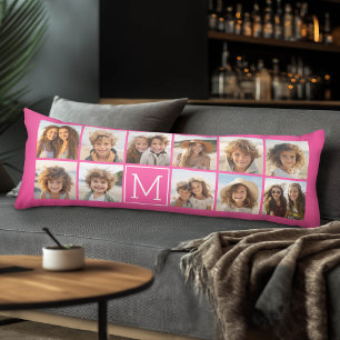 11 Photo Collage - Minimal Grid with Text Body Cushion