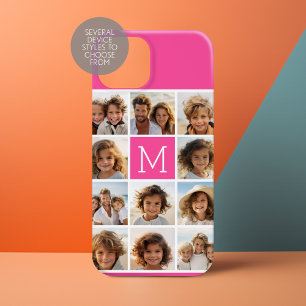 11 Photo Collage - Minimal Grid with Text iPhone 15 Case