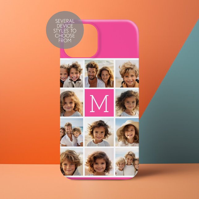 11 Photo Collage - Minimal Grid with Text Case-Mate iPhone Case (Personalize a Phone Case with your photos and monogram)