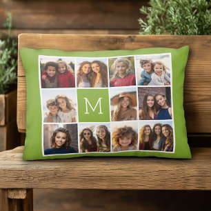 11 Photo Collage - Minimal Grid with Text Decorative Cushion