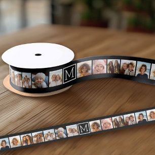 11 Photo Collage - Minimal Grid with Text Grosgrain Ribbon