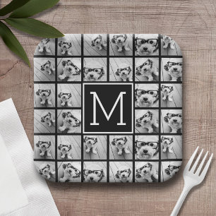 11 Photo Collage - Minimal Grid with Text Paper Plate
