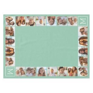 11 Photo Collage - Minimal Grid with Text Tablecloth