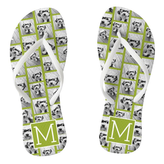 11 Photo Collage - Minimal Grid with Text Thongs (Footbed)