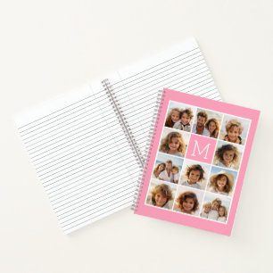 11 Photo Collage Monogram CAN EDIT pink Notebook