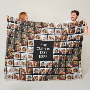 11 Photo Collage Pattern - Custom Monogram Fleece Blanket