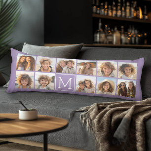 11 Photo Grid Collage with Monogram Body Cushion
