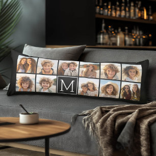 11 Photo Grid Collage with Monogram Body Cushion