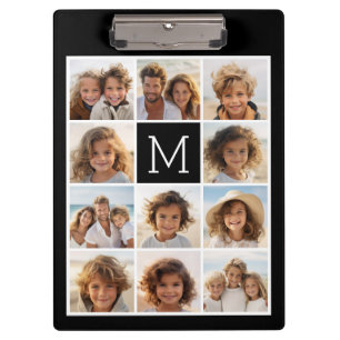 11 Photo Grid Collage with Monogram Clipboard