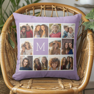 11 Photo Grid Collage with Monogram Cushion