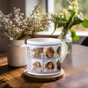 11 Photo Grid Collage with Monogram Espresso Cup