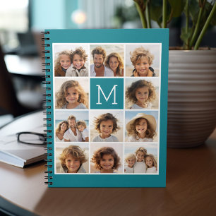 11 Photo Grid Collage with Monogram Notebook
