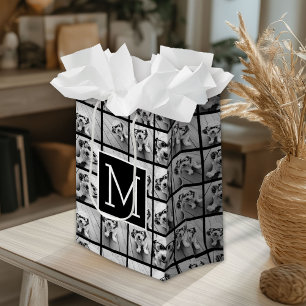 11 Photo Grid Collage with Monogram Small Gift Bag