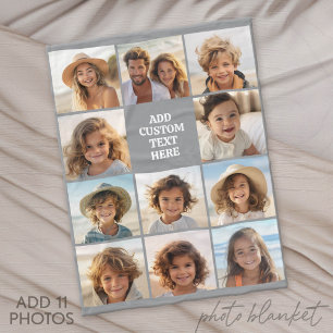 11 Photo Instagram Collage with Text Fleece Blanket