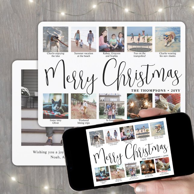 11 Photo Script Merry Christmas Year in Review Holiday Card (Creator Uploaded)