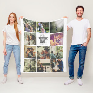 11 photos collage personalised Fathers Day Fleece Blanket
