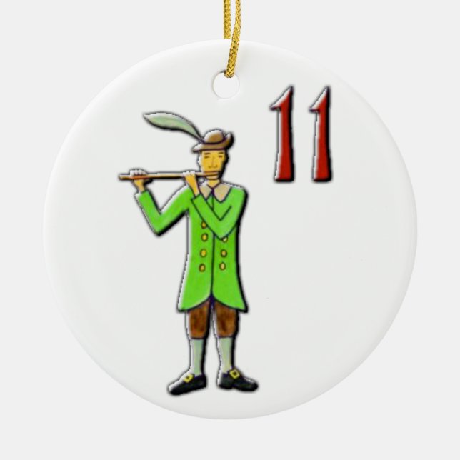 11 Pipers Piping Ceramic Tree Decoration (Front)