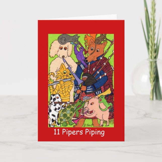 11 Pipers Piping Holiday Card (Front)