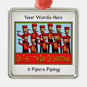 11 Pipers Piping Metal Tree Decoration