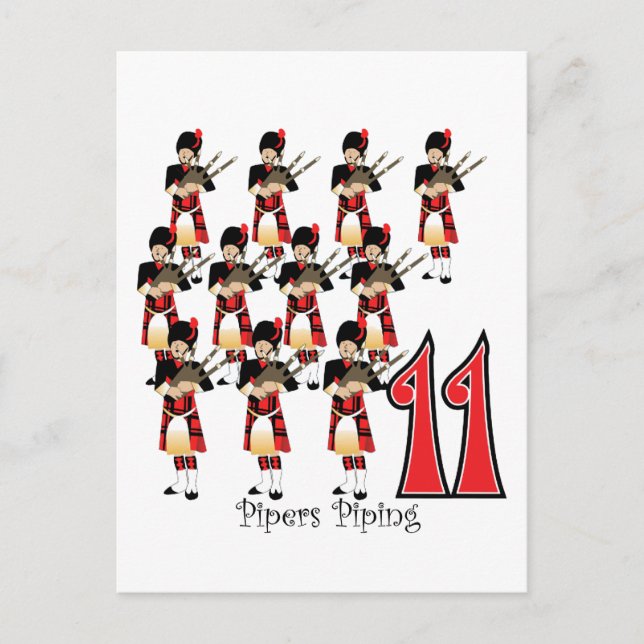 11 Pipers Piping Postcard (Front)