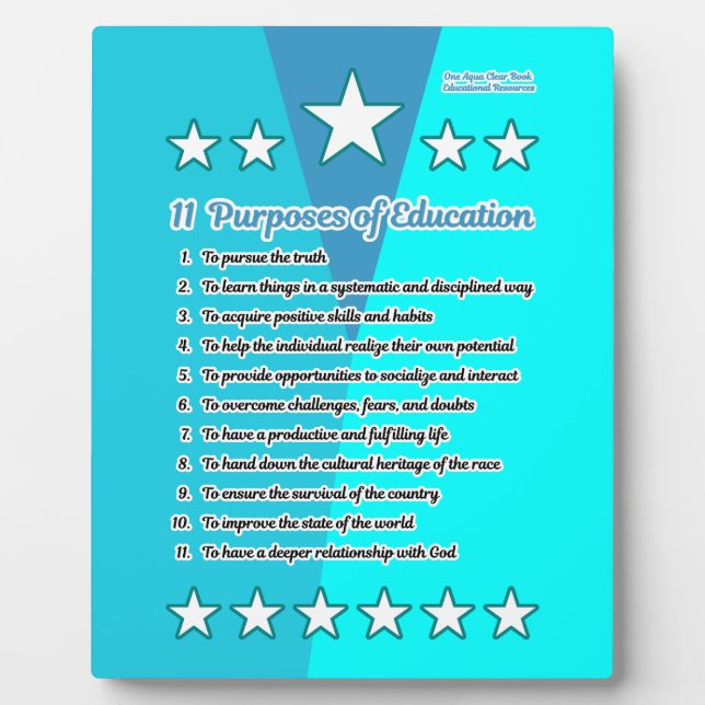 11 Purposes of Education Plaque (Front)