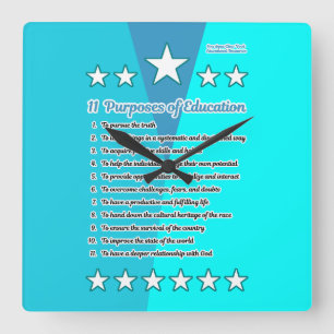 11 Purposes of Education Square Wall Clock