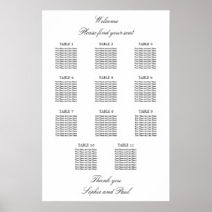 11 Table Elegant Minimalist Seating Chart