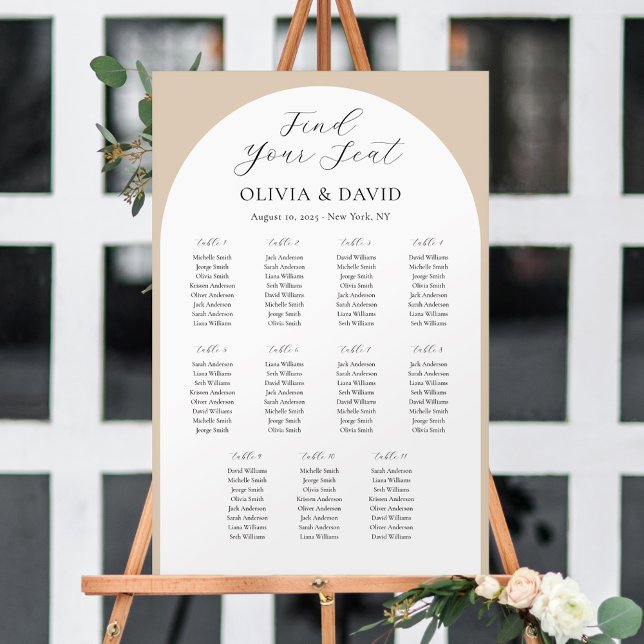 11 Tables Beige Arch Find Your Seat Seating Chart (Creator Uploaded)