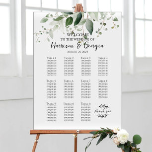 11 tables greenery elegant wedding seating chart