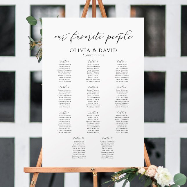 11 Tables Our Favourite People Seating Chart (Creator Uploaded)